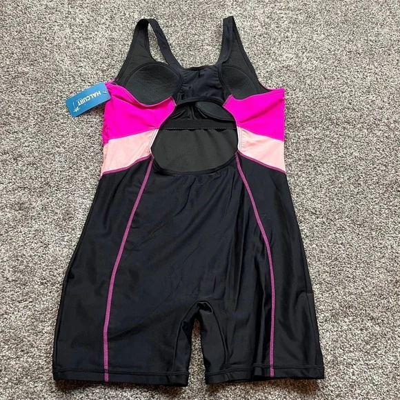 Halcurt One Piece Swimsuit Womens S Black Pink Peach Athletic Workout Bodysuit - Picture 11 of 12